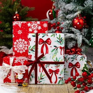 Rouleau de papier cadeau de Noël 17 pouces x 33 pieds, réversible, motif aquarelle houx, nœud et flocon de neige, pour emballage cadeau et artisanat - Product Image 4