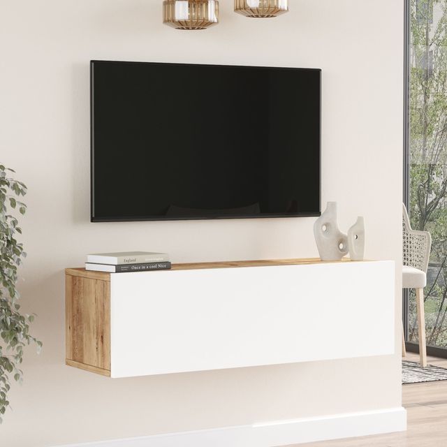 Shelves with 2 Doors Modern Media Console Center TV Bench for Living Room & Office Wall Mounted TV Cabinet Floating