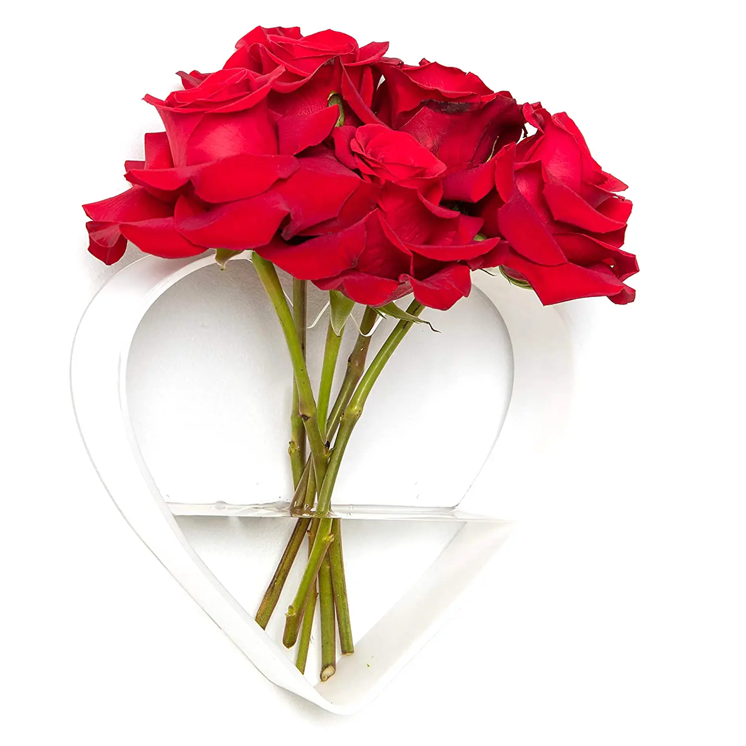Supporto per fiori in acrilico caldo a forma di cuore con scatola per vaso rosa per tavolo