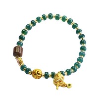 Juan Yu Bracelet ethnique perlé en jadéite naturelle de qualité A, motif floral, perles abacus, jade bleu eau, vente en gros