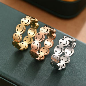 Anneau de couple pour le visage, unisexe, amitié, <span class=keywords><strong>emoji</strong></span>, acier inoxydable, plaqué or 18 carats, mariage, fiançailles, bijoux assortis, cadeau - Product Image 2