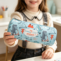 Étui à crayons personnalisé imprimé avec des animaux, écologique, de forme ronde, esthétique, pour filles et garçons, retour à l'école
