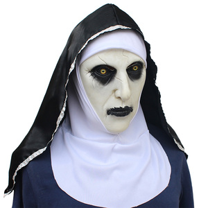 Monja rendimiento fiesta mascarada de halloween espeluznante máscara de látex - Product Image 5