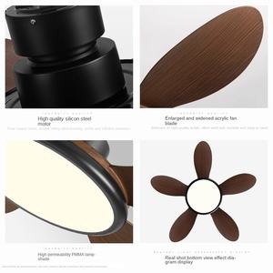 Ventilador de Techo Moderno de Metal de 52 Pulgadas con Lámpara LED, 5 Aspas, Control Remoto de 6 Velocidades, Motor de CC Silencioso para el Hogar - Product Image 2