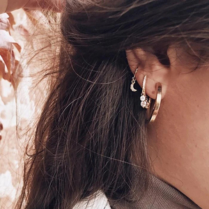 Boucles d'oreilles pendantes ROXI Fashion S925 en argent sterling avec trois zircons, boucles d'oreilles créoles plaquées or 18 carats - Product Image 6