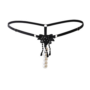 Tanga Transparente Sexy para Mujer, con Perlas, de Nailon Negro, Modelo 8006 - Product Image 5