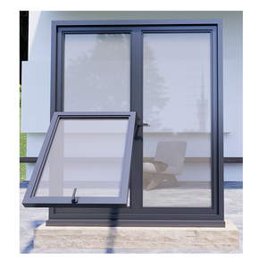Fenêtre à auvent en aluminium à <span class=keywords><strong>double</strong></span> vitrage en <span class=keywords><strong>verre</strong></span> trempé, insonorisée, vente en gros d'usine, OEM, à charnières supérieures, pour résidence urbaine - Product Image 6