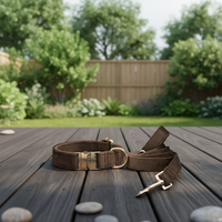 JIXIN Maßgeschneidertes Designer Blumen-Nylon-Band Halsband-Leine-Set mit Schnellverschluss für Mittelgroße Hunde - Weiches, Verstellbares Luxus-Haustier-Zubehör