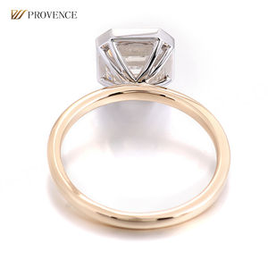 Bague en or jaune massif 18 carats 14 carats avec diamant de laboratoire taille Asscher, bague de fiançailles, diamants certifiés IGI, faite à la main pour femmes - Product Image 2