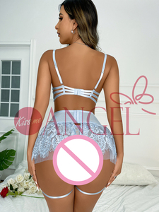 KISS ME ANGEL sexy lingerie hot european e american <span class=keywords><strong>lacy</strong></span> eyelash fine net sexy hollow out ladies underwear and bra set - Product Image 6