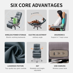 Chaise de bureau exécutive moderne pour la maison avec accoudoirs articulés, fonction de relaxation inclinable, confortable pour l'ordinateur P128-PM-GM Working C - Product Image 4