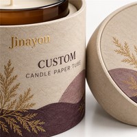 Emballage personnalisé en tube de papier pour bougies courtes avec papier texturé spécial, logo en feuille d'or et insert en pulpe moulée