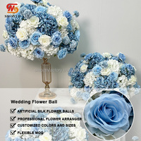 Boule de fleurs de mariage en forme de rose bleue et blanche de 60 cm, nouvelle conception lisse, centre de table pour événements, décoration