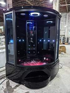 Salle de bain et de <span class=keywords><strong>douche</strong></span> à vapeur intérieure de luxe noire, combinée à une <span class=keywords><strong>baignoire</strong></span> à remous, <span class=keywords><strong>cabine</strong></span> de <span class=keywords><strong>douche</strong></span>, <span class=keywords><strong>baignoire</strong></span> de massage à pluie - Product Image 5