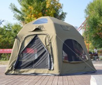 Grande tente gonflable de 4,5 m, tente à air avec double porte et 4 fenêtres en maille pour le camping en famille