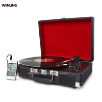 Tocadiscos Retro OEM/ODM con Bluetooth, Maletín, 3 Velocidades, Fonógrafo, USB, SD, con Altavoces Estéreo