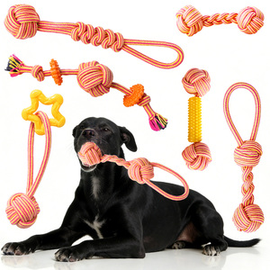 Mainan Tali Simpul Interaktif Ramah Lingkungan Tahan Lama, Set 7 Buah, Mainan Tali Katun untuk Hewan Peliharaan Kecil dan Besar - Product Image 1