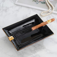 Cendrier à cigares en céramique noire, style européen personnalisé, portable, pour la maison et la voiture, cendrier de luxe avec options personnalisables