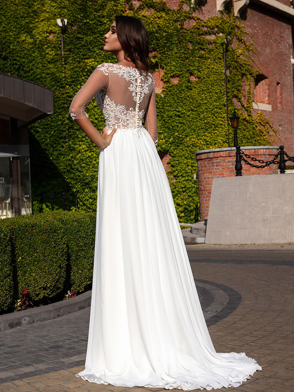 sachin and babi light blue dress A-Line/Princess Chiffon Lace Scoop Sleeveless Sweep Train Wedding Dresses