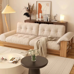 Tùy Chỉnh Thiết Kế Tối Giản Nhật Bản Phong Cách Gỗ Rắn Khung Sofa Kích Thước Nhỏ 3 Ghế Sofa Với Lưu Trữ Cho Phòng Khách Căn Hộ - Product Image 2