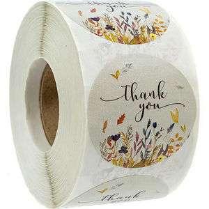 Étiquettes adhésives réutilisables en papier imperméable avec motif floral d'automne et feuilles de 1,5 pouce, 500 étiquettes de remerciement pour Thanksgiving - Product Image 3