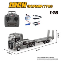 Camión de Ingeniería Profesional con Plataforma Plana, Modelo de Camión Scania 770S 1/18 12CH con Licencia Oficial, Grado Profesional, Metálico, Nuevo