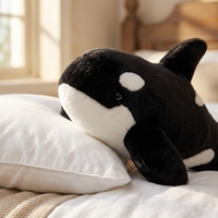 Boneka Orca Realistis Grosir, Mainan Paus Pembunuh Lembut Mirip Asli untuk Hadiah Anak-Anak dan Dekorasi Rumah