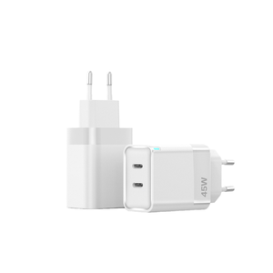 Cargador de Pared Ignífugo de 45W GaN con Doble USB C <span class=keywords><strong>PD3</strong></span>.<span class=keywords><strong>0</strong></span> PPS, Adaptador Rápido CE V0 con Enchufe EU, US, UK para Carga de Múltiples Dispositivos - Product Image 1