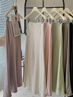 Falda Larga de Satén Sólido con Cintura Alta y Corte en A para Mujer, Estilo Sirena, Casual y Elegante para Primavera/Verano