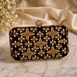 Luxury Silk Hand Embroidered Bridal <b>Wedding</b> Evening <b>Clutch</b> Designer Evening Party Bag Crys - Product Image 1