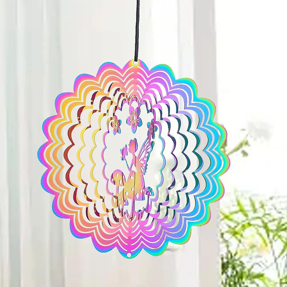 3d Stainless Steel Dazzling Color Fairy Color-changing Wind Chimes Pendant Outdoor Garden Patio Decoration Knickknacks