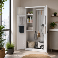 Armario de Almacenamiento Metálico con Doble Puerta y Cerradura para Herramientas de Limpieza, para Hogar, Exteriores y Hoteles, para Guardar Mopa, Escoba y Aspiradora