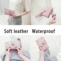 Dompet Kulit Lipat Kecil Wanita dengan Pelindung RFID, Dompet Tangan Wanita dengan Tempat Kartu, Jendela ID, dan Kantong Koin