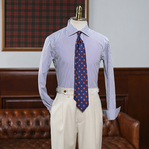 Chemise rayée pour <span class=keywords><strong>homme</strong></span>, col classique, col à revers, col pointu, chemise formelle vintage, coupe ajustée, qualité supérieure - Product Image 2