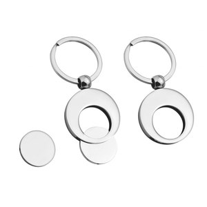 Portachiavi Rotondo con Moneta per Carrello, Anello Portachiavi in Metallo con Finitura Argento - Product Image 1