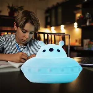 아이 Luminaria LED 베베 토마다 애벌레 참신 실리콘 램프 스위치 작은 기발한 밤 램프 veilleuse UFO 램프 야간 조명