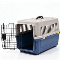 Caisse de transport aérien classique pour animaux de compagnie avec ventilation complète, en plastique rigide, pour chiens, chats et petits animaux, avec fermeture à bouton-pression