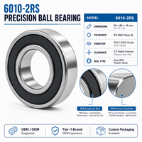 Roulement à billes à gorge profonde 6010-ZZ 50x80x16mm simple rangée Précision P5 Jauge C3 Scellé ZZ Ligne de production industrielle 6010-ZZ