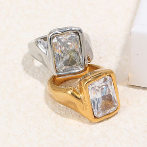 Модное кольцо Dreamshow с нерегулярным тающим цирконом, ювелирное изделие <span class=keywords><strong>2026</strong></span> года, позолоченное 18-каратным золотом, из нержавеющей стали, эффектное украшение - Product Image 1