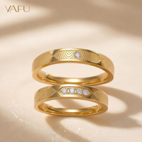 18K Massivgold Natürlicher Diamant Paarringe Set Eheringe Strukturiert Graviert Passende Versprechen-Ringe für Männer Frauen Feiner Schmuck