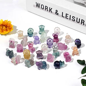 Esculturas de Animais em Cristal Natural para Cura, Mini Cães de Cristal Fluorita Arco-Íris de 0,5 polegadas, Artesanato em Pedra para Ornamentação - Product Image 6