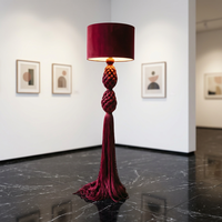 Lampe sur pied chic bohème en macramé, support en fer robuste, abat-jour en coton tissé artisanal, couleur et taille personnalisées pour le salon
