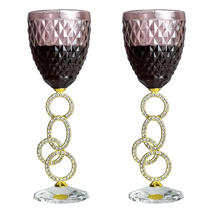 Anello d'oro diamante bicchiere di vino calici al piombo in cristallo Vintage bicchieri da vino matrimonio Set bicchieri da vino