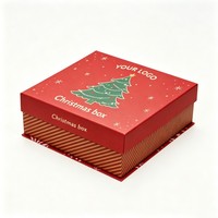 Boîte cadeau rigide de Noël personnalisée avec couvercle et base, boîte dure pour bonbons, biscuits, cosmétiques, acceptant logo personnalisé et pelliculage pailleté