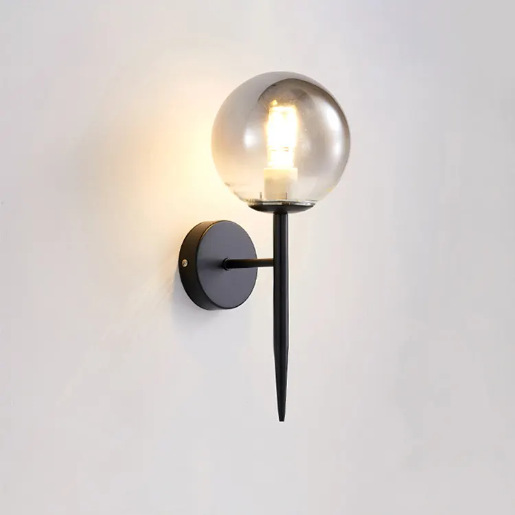 Современная миниатюрная настенная лампа для помещений, лампочка E27, настенный светильник из молочного белого стекла для отеля, спальни, коридора, ванной