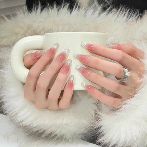 26 <span class=keywords><strong>Uñas</strong></span> Postizas <span class=keywords><strong>de</strong></span> Primavera-Verano, Estilo Francés, Sencillas, Exquisitas, con Degradado en Tonos Rosados, Diseño Ojo <span class=keywords><strong>de</strong></span> Gato, Desmontables, Tipo Almendra - Product Image 2
