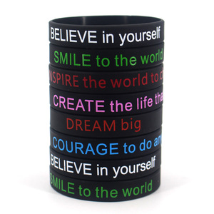 Pulsera de Silicona <span class=keywords><strong>con</strong></span> Frase Motivacional, Brazalete de Goma <span class=keywords><strong>con</strong></span> Logotipo Personalizado, Pedido al por Mayor OEM, Mensaje Inspirador para Eventos - Product Image 2