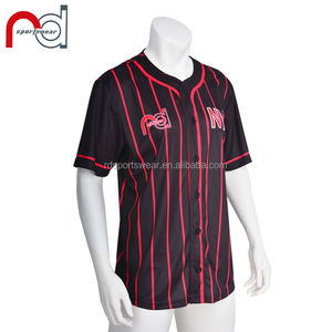 Magliette da Baseball Personalizzate <span class=keywords><strong>a</strong></span> <span class=keywords><strong>Righe</strong></span> Nere e <span class=keywords><strong>Rosse</strong></span>, Uniformi da Allenamento all'Ingrosso - Product Image 2