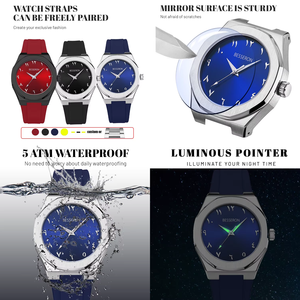 Montre-bracelet en quartz de luxe pour homme, étanche 5ATM, logo personnalisé, largeur du bracelet 20 <span class=keywords><strong>mm</strong></span>, diamètre du cadran 42 <span class=keywords><strong>mm</strong></span>, montre classique en silicone - Product Image 4