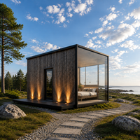 Cabane modulaire de luxe pour le glamping, maison préfabriquée de petite taille, structure en acier pour les projets d'hôtels, de complexes hôteliers et d'accueil en plein air